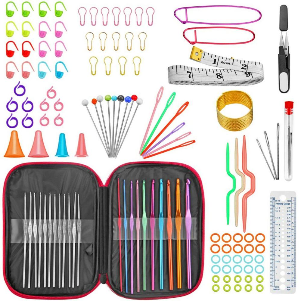 100 Pcs Crochet Hook Set with Yarn Knitting Needles Sewing Tools Full Set Knit Gauge Scissors Stitch Holders Household Tool Kit  |   Crochet Supplies Crochet Supplies Crochet Supplies