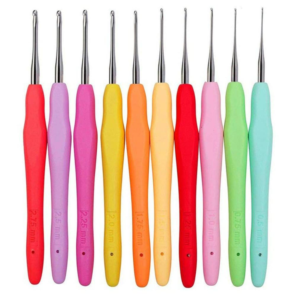 10Pcs Knitting Needles Crochet Hook – Multicolor Ergonomic Crochet Hooks Set – Rubber Handled Aluminum Crochet Hooks – Small Crochet Hooks Knitting Kit for Beginners Crochet Kit for Crocheting Yarn  |   Crochet Supplies Crochet Supplies Crochet Supplies