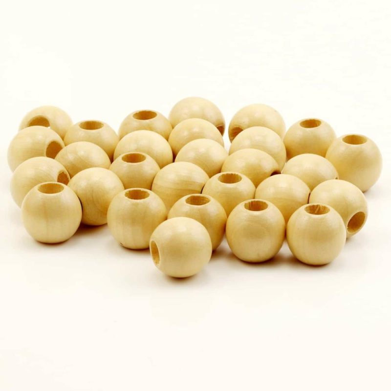 12 Packs: 28 ct. (336 total) Natural Wood Round Beads, 16mm  |   Macrame Macrame Macrame