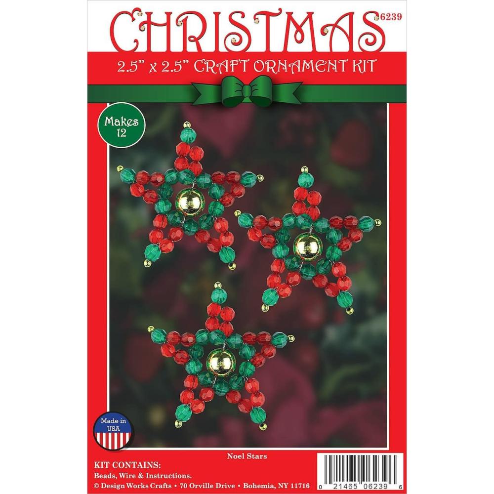 12ct. Noel Stars Round Beaded Ornament Kit  |   Beadwork Needlework & Fiber Arts Beadwork