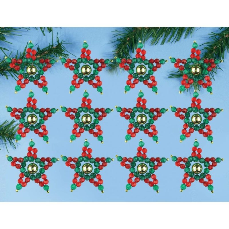 12ct. Noel Stars Round Beaded Ornament Kit  |   Beadwork Needlework & Fiber Arts Beadwork