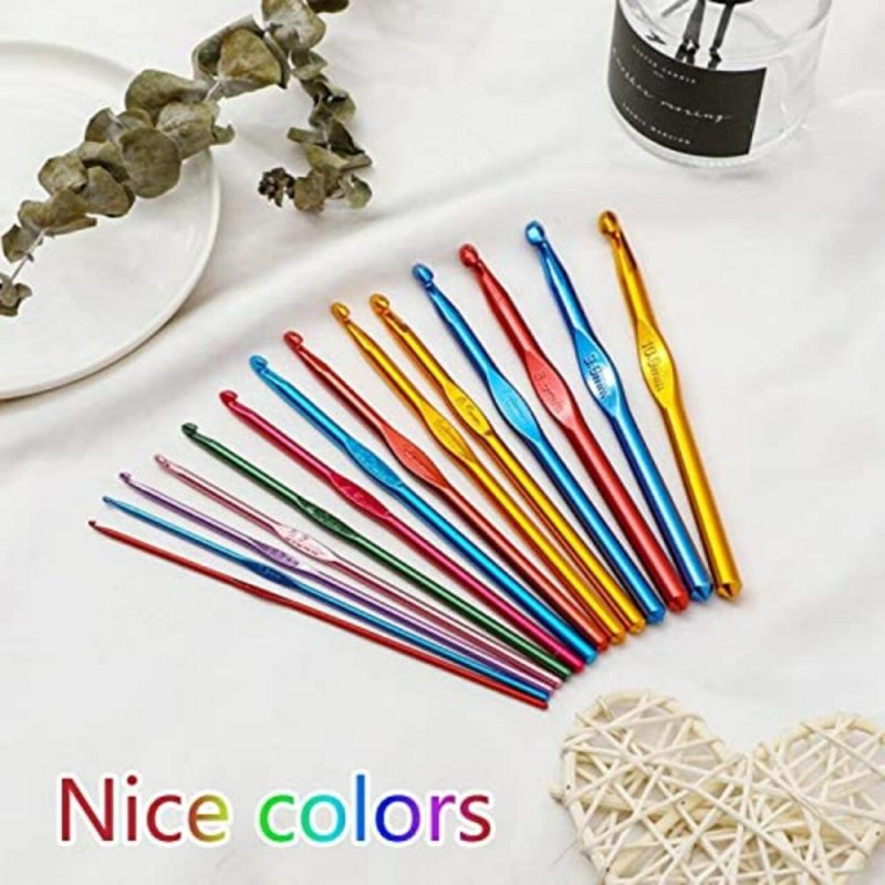 14 pcs Multicolor Aluminum Crochet Hooks Knitting Needles Craft Yarn 2-10mm …  |   Crochet Supplies Crochet Supplies Crochet Supplies