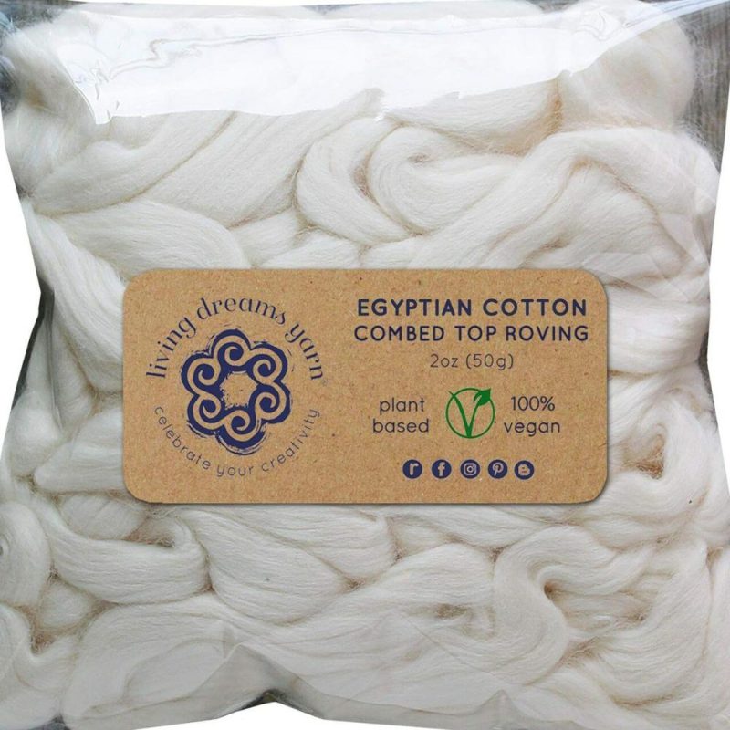 2oz Egyptian Cotton Fiber: Natural Undyed Combed Top Roving, Dyeing, Spinning, Blending, Felting, Weaving. Plant Based, Eco Friendly, Vegan  |   Felting Felting Felting