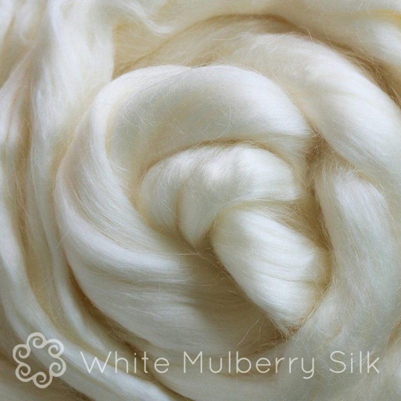 2oz Mulberry Silk Fiber: Premium Grade Natural Unbleached Pure White Undyed Combed Top Roving  |   Felting Felting Felting