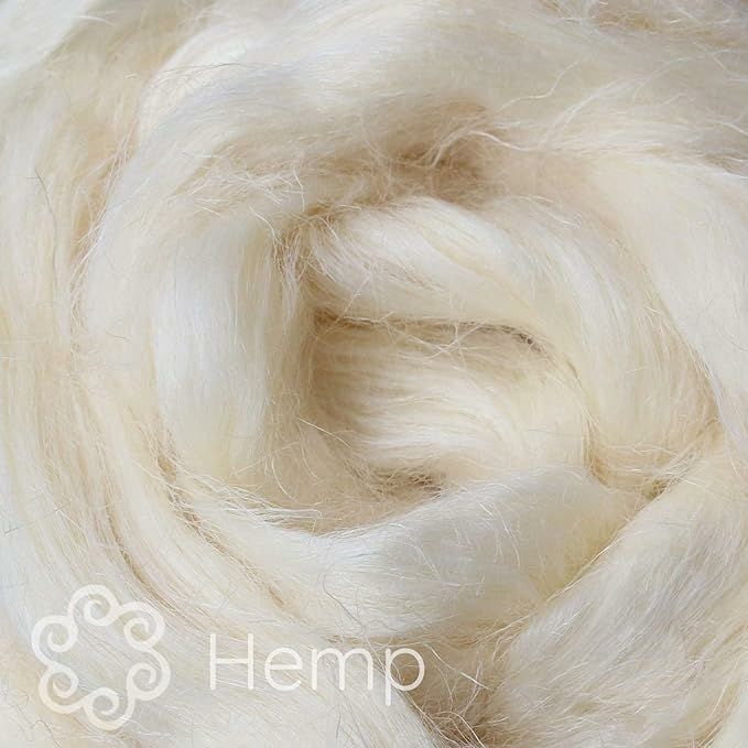 2oz Natural Hemp Fiber: Undyed Combed Top Roving – Dyeing, Spinning, Blending, Felting, Weaving. Plant Based, Eco Friendly, Vegan White |   Felting Felting Felting