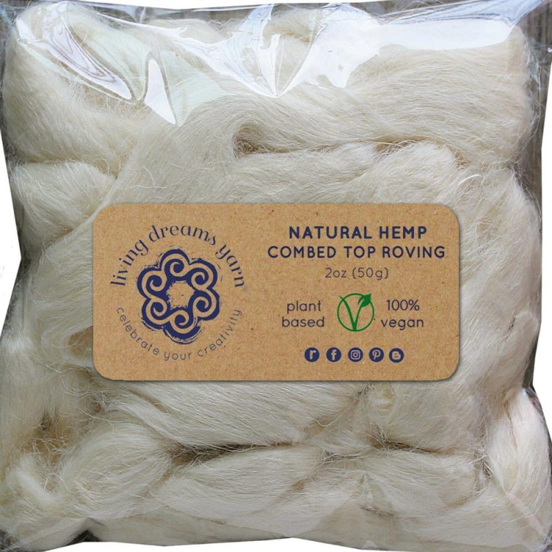 2oz Natural Hemp Fiber: Undyed Combed Top Roving – Dyeing, Spinning, Blending, Felting, Weaving. Plant Based, Eco Friendly, Vegan White |   Felting Felting Felting