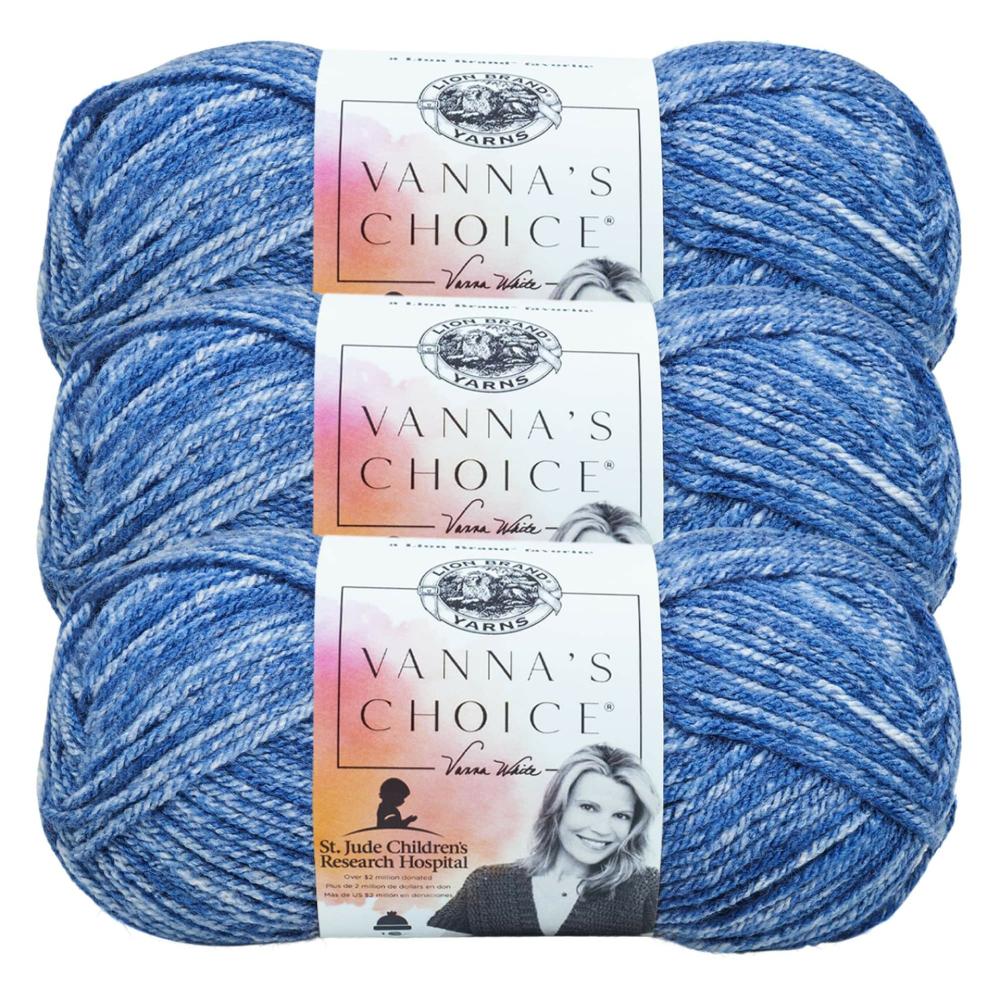 3 Pack Vanna’s Choice® Heather & Mist Yarn Denim Mist |   Basic Yarn Basic Yarn Basic Yarn