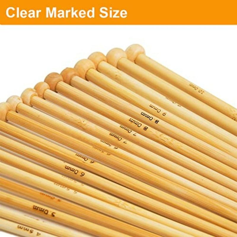 36PCS Bamboo Knitting Needles Set, Single Pointed Knitting Needles, 9 Inches Length Knitting Crochet Supplies for Beginners Handmade (18 Sizes from 2.0mm-10.0mm)  |   Knitting Supplies Knitting & Crochet Knitting Supplies