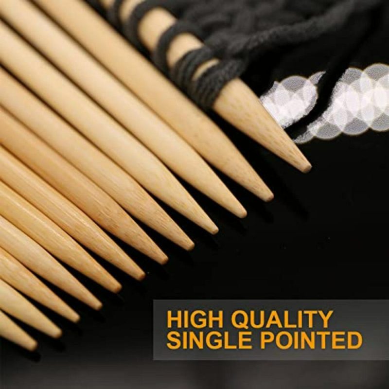 36PCS Bamboo Knitting Needles Set, Single Pointed Knitting Needles, 9 Inches Length Knitting Crochet Supplies for Beginners Handmade (18 Sizes from 2.0mm-10.0mm)  |   Knitting Supplies Knitting & Crochet Knitting Supplies