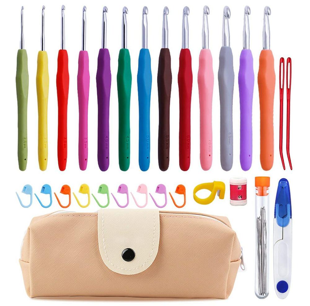 38 Pack Crochet Hooks Set, 13 Pcs 2mm(b)-10mm(n) Ergonomic Soft Grip Crochet Handles, Crochet Needle with Storage Case, for Arthritic Hands, Extra Long  Knitting Needles  |   Crochet Supplies Crochet Supplies Crochet Supplies