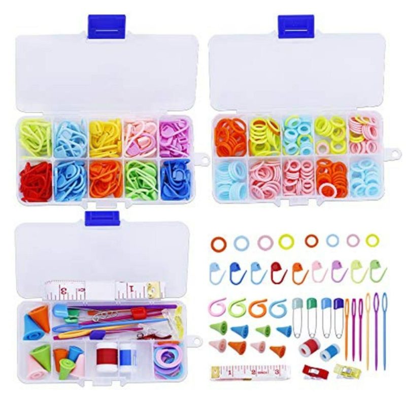 381 Pieces Stitch Ring Markers and Colorful Knitting Crochet Locking Counter Stitch Needle Clips + Weaving Tools Knitting Kits with 3 Storage Boxes  |   Crochet Supplies Crochet Supplies Crochet Supplies