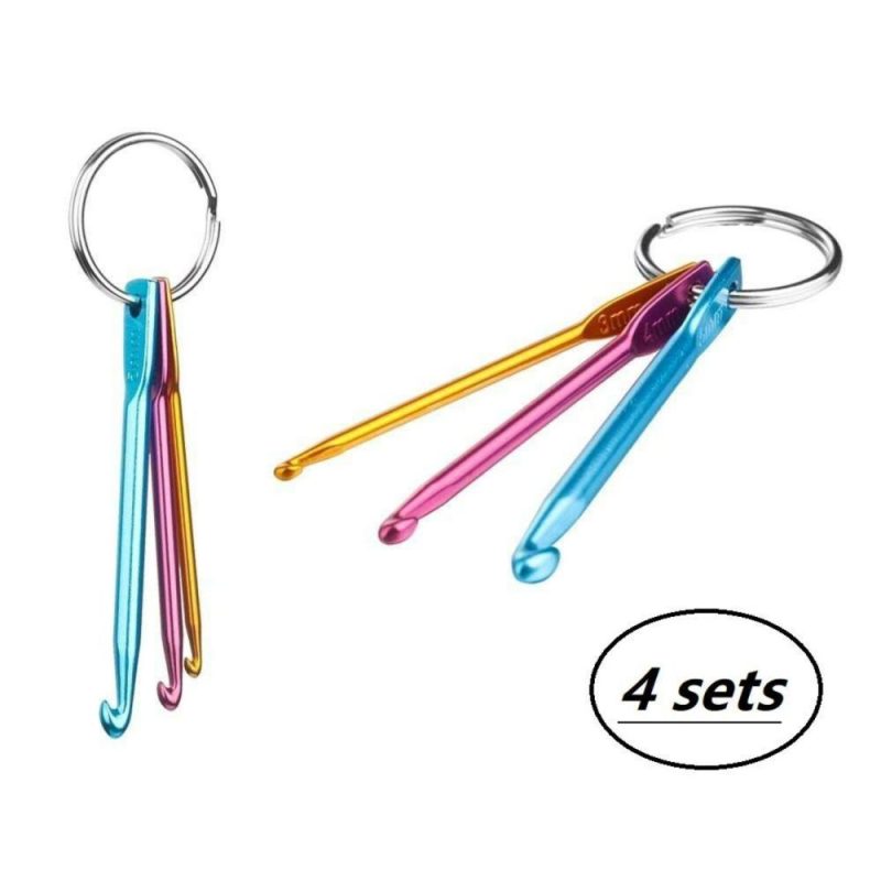 4 Sets Mini Keychain Aluminum Crochet Hooks Knitting Needles 3 Sizes/Set (3mm,4mm,5mm)  |   Crochet Supplies Crochet Supplies Crochet Supplies