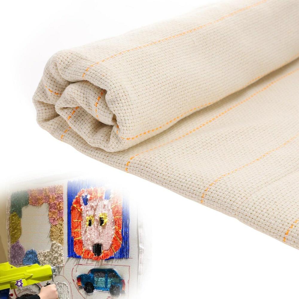 40″ × 40″ Large Overlocking Tufting Cloth with Marked Lines- Primary Monk’s Cloth Punch Needle Fabric for DIY Rug-Punch Tufting Gun  |   Rug Tufting Needlework & Fiber Arts Rug Tufting