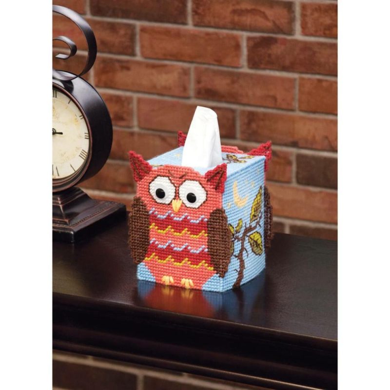 5” Owl Plastic Canvas Tissue Box Kit, 7ct.  |   Needlepoint Needlepoint Needlepoint