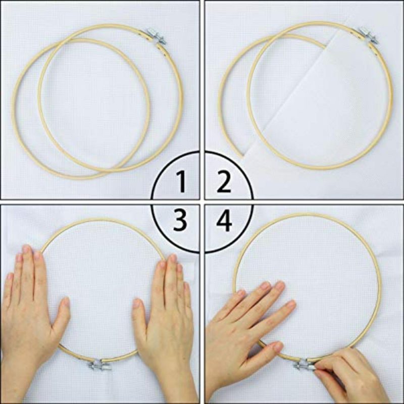 5 Pieces Embroidery Hoops Bamboo Circle Cross Stitch Hoop Ring 5 inch to 10 inch for Embroidery and Cross Stitch  |   Crochet Supplies Crochet Supplies Crochet Supplies