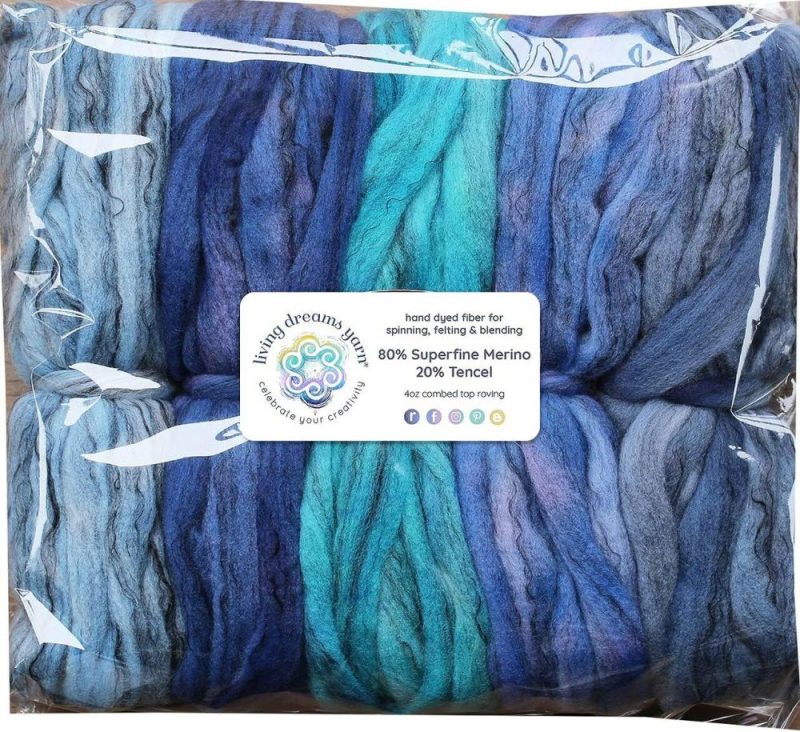 5oz Merino Tencel, Hand Dyed: Soft Lustrous Wool Combed Top Roving for Spinning, Felting, Weaving, and Textiles.  |   Felting Felting Felting