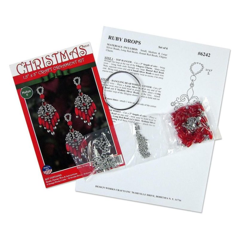 6ct. Ruby Drop Beaded Ornament Kit  |   Beadwork Beadwork Beadwork