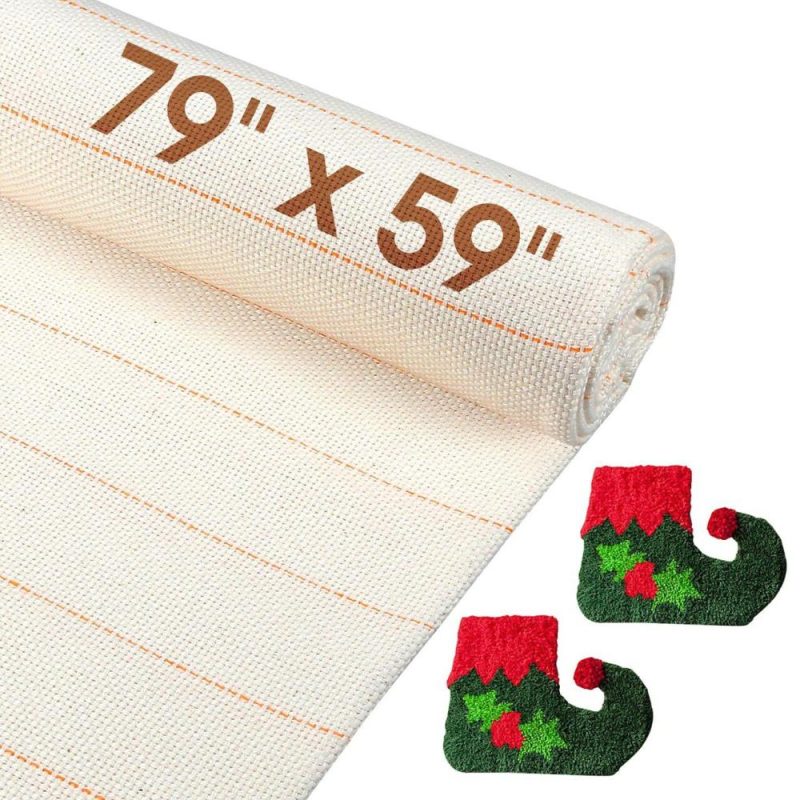 79” x 59” Large Tufting Cloth, Primary Tufting Cloth with Marked Lines for Tufting Guns, Four Edges Sewn Monks Cloth for Punch Needle Tufting Rug DIY Crafts  |   Rug Tufting Needlework & Fiber Arts Rug Tufting