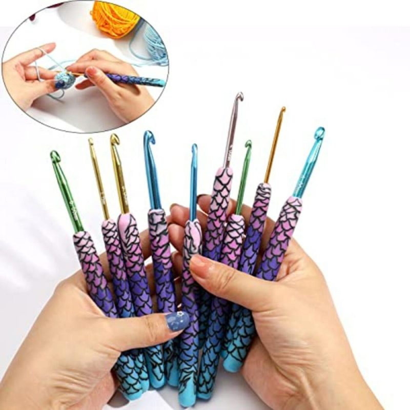 9pcs Magic Mermaid Crochet Hoook Solft Warm Crochet Hook Kit Complete 2.0-6.0mm Aluminum Knitting Hook for Crochet Yarn Craft (Patent Pending) (Mermaid)  |   Crochet Supplies Crochet Supplies Crochet Supplies