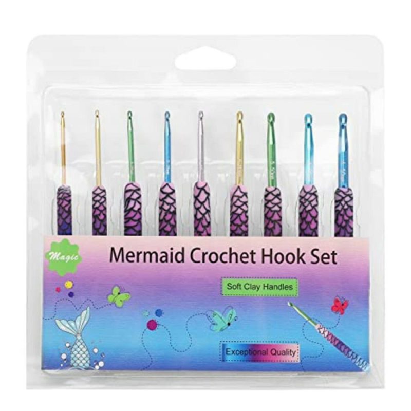 9pcs Magic Mermaid Crochet Hoook Solft Warm Crochet Hook Kit Complete 2.0-6.0mm Aluminum Knitting Hook for Crochet Yarn Craft (Patent Pending) (Mermaid)  |   Crochet Supplies Crochet Supplies Crochet Supplies