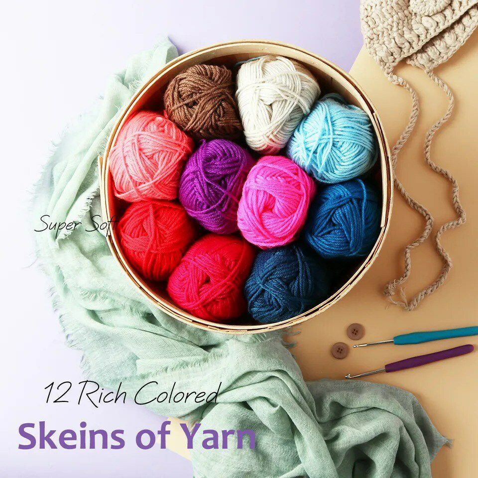 Acrylic Yarn Skeins Set for Crocheting Multicolored 50g Soft Knitting Yarn Skein  |   Baby Yarn Baby Yarn Baby Yarn