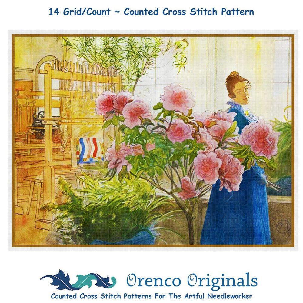 Azaleas Counted Cross Stitch Pattern by Carl Larsson  |   Cross Stitch & Embroidery Cross Stitch & Embroidery Cross Stitch & Embroidery