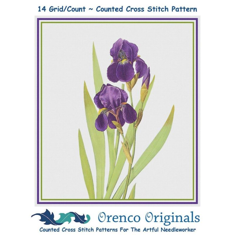 Bearded Iris Flower Inspired by Pierre-Joseph Redoute Counted Cross Stitch Pattern  |   Cross Stitch & Embroidery Cross Stitch & Embroidery Cross Stitch & Embroidery