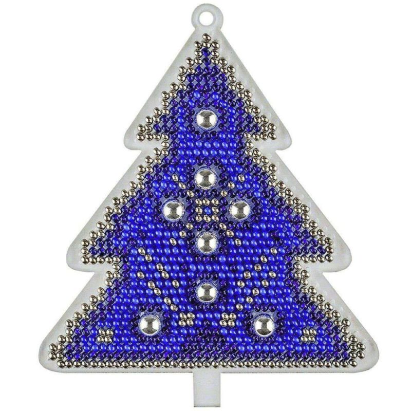 Blue & Silver Tree Ornament Bead Embroidery on Plastic Kit  |   Beadwork Beadwork Beadwork