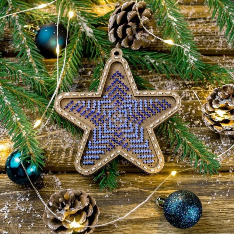 Blue Star Bead Embroidery on Wood Kit  |   Beadwork Beadwork Beadwork