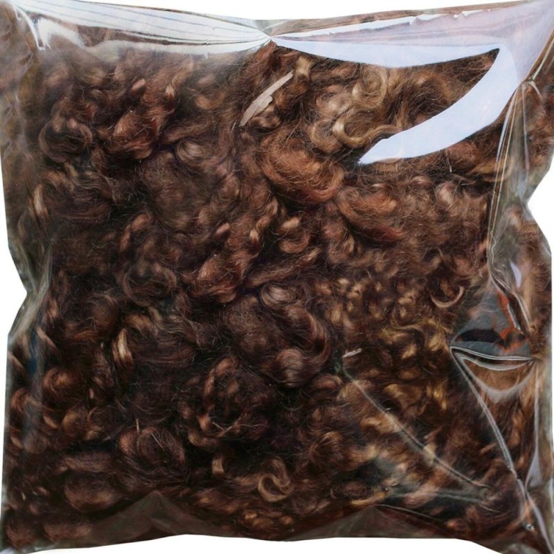 BROWN MOHAIR LOCKS. Organic Hand-Dyed Curly Wool for Rooting Doll Hair, Felting, Blending, Spinning. 1oz Brown |   Felting Felting Brown