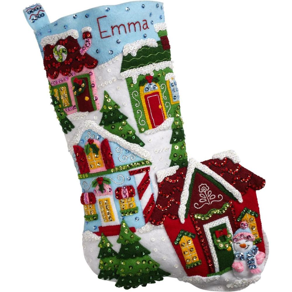 Bucilla® 18″ Christmas Town Felt Stocking Applique Kit  |   Appliqué Appliqué Appliqué