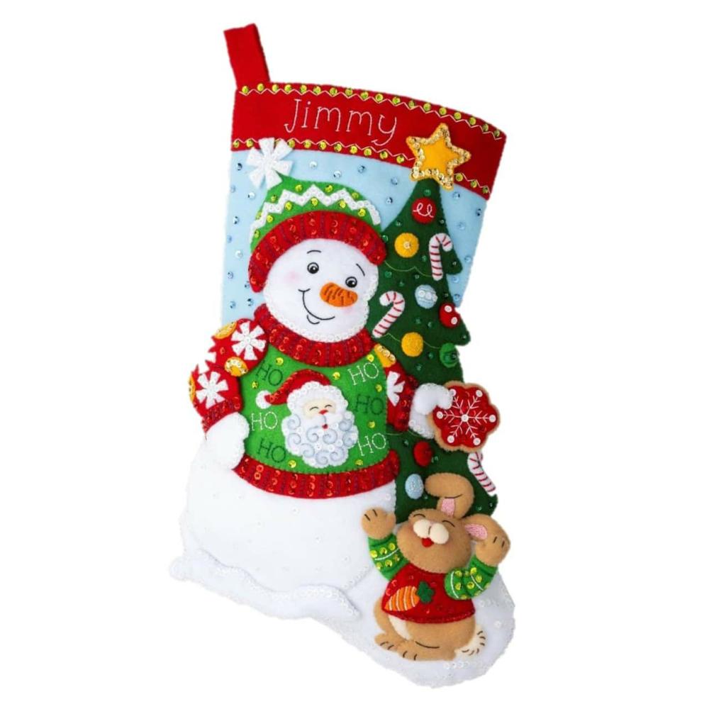 Bucilla® 18″ Festive Sweater Snowman Felt Stocking Applique Kit  |   Appliqué Appliqué Appliqué