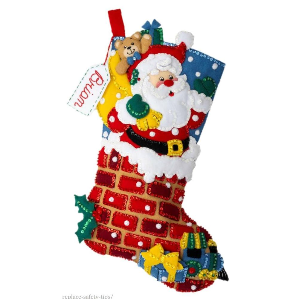 Bucilla® 18″ Jolly Chimney Santa Felt Stocking Applique Kit  |   Appliqué Appliqué Appliqué