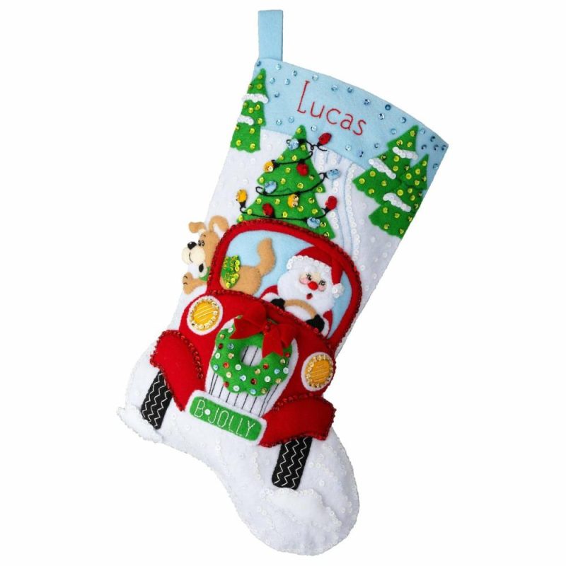 Bucilla® 18″ Jolly Deliveries Felt Stocking Applique Kit  |   Appliqué Appliqué Appliqué