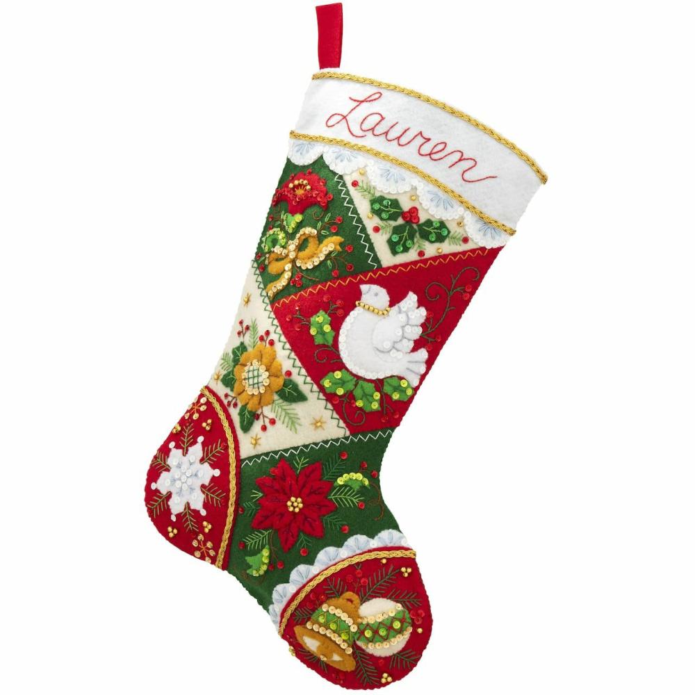 Bucilla® Elegant Patchwork Felt Stocking Applique Kit  |   Appliqué Needlework & Fiber Arts Appliqué