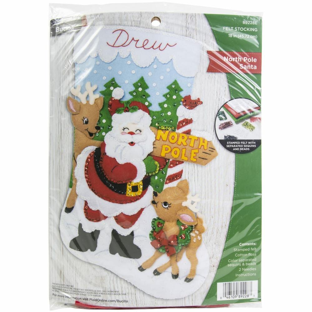 Bucilla® North Pole Santa 18″ Felt Stocking Applique Kit  |   Appliqué Appliqué Appliqué