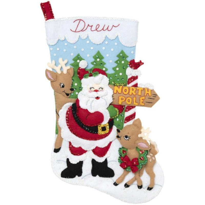 Bucilla® North Pole Santa 18″ Felt Stocking Applique Kit  |   Appliqué Appliqué Appliqué