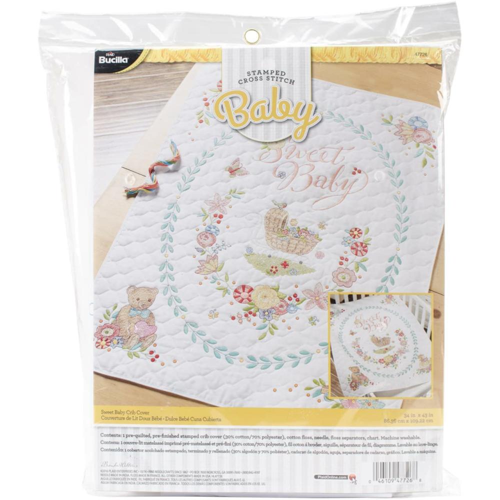 Bucilla® Sweet Baby Stamped Cross Stitch Crib Cover Kit  |   Cross Stitch & Embroidery Cross Stitch & Embroidery Cross Stitch & Embroidery