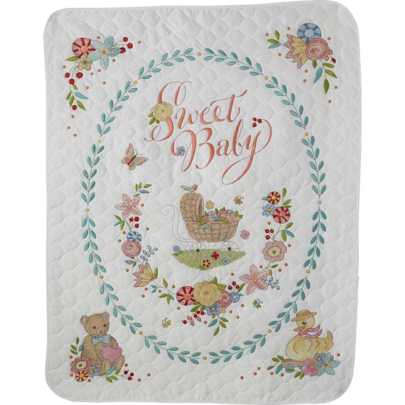 Bucilla® Sweet Baby Stamped Cross Stitch Crib Cover Kit  |   Cross Stitch & Embroidery Cross Stitch & Embroidery Cross Stitch & Embroidery