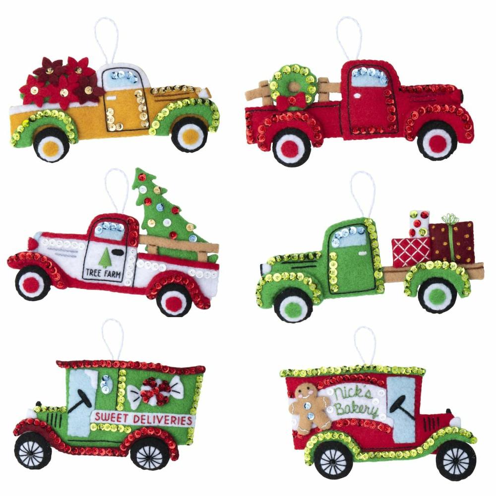 Bucilla® Vintage Trucks Felt Ornaments Applique Kit Set  |   Appliqué Appliqué Appliqué