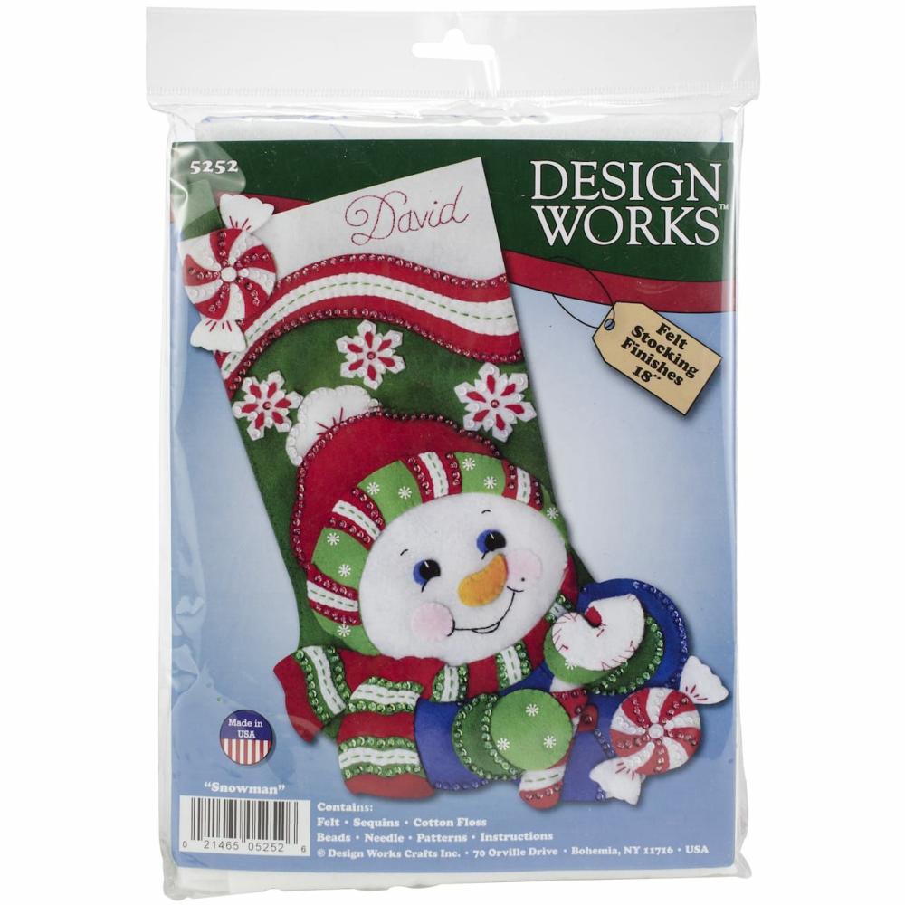 Candy Cane Snowman 18″ Felt Stocking Applique Kit  |   Appliqué Appliqué Appliqué