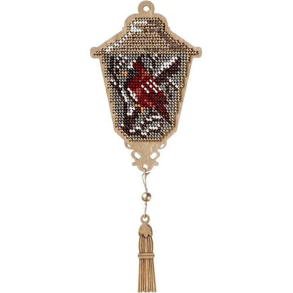 Cardinal Lamp Bead Embroidery on Wood Kit  |   Beadwork Beadwork Beadwork