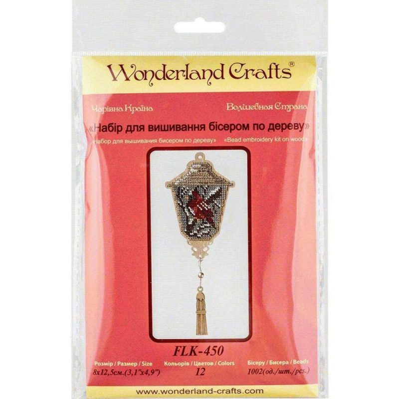 Cardinal Lamp Bead Embroidery on Wood Kit  |   Beadwork Beadwork Beadwork