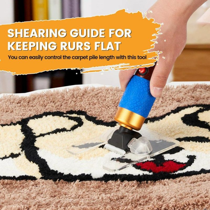 Carpet Trimmer with Shearing Guide, Carpet Shears Comes with 2 Blades, Low Noise Vibration Rug Trimmer, Carpet Carving Clippers for Sculpting Tufting Gun Rug(18cm, Blue)  |   Rug Tufting Needlework & Fiber Arts Rug Tufting