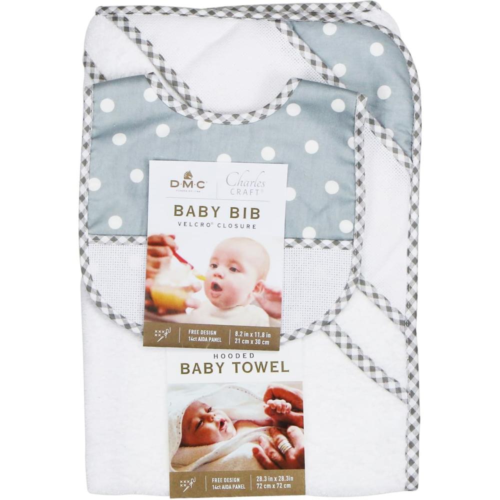 Charles Craft Gray Polka Dots Baby Bib  |   Cloth & Canvas Cloth & Canvas Cloth & Canvas