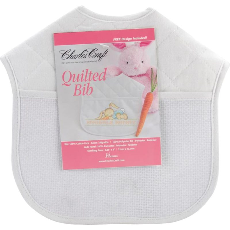 Charles Craft Solid White Quilted Baby Bib  |   Cloth & Canvas Cloth & Canvas Cloth & Canvas