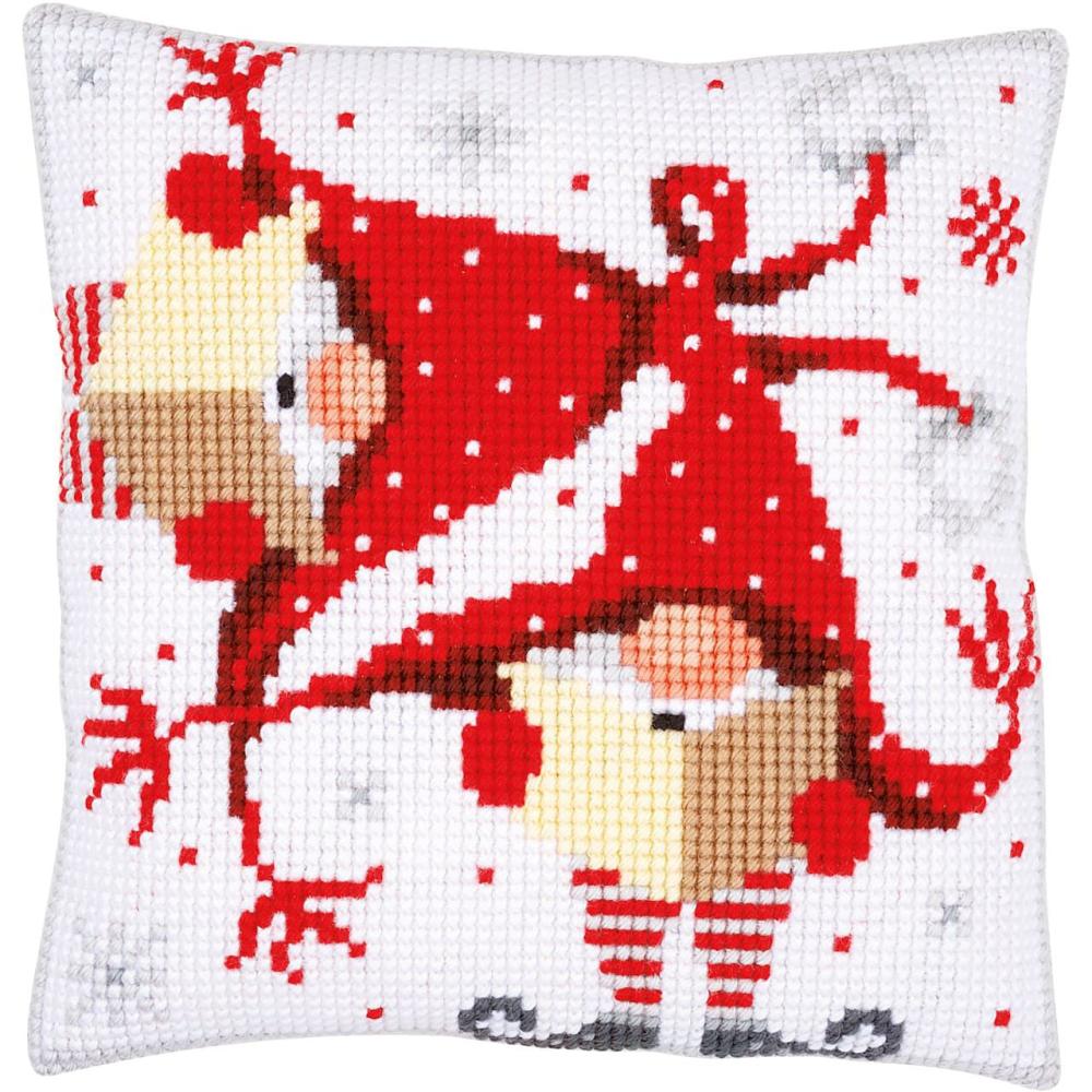 Christmas Gnomes II Stitched in Yarn Needlepoint Cushion Top Kit  |   Needlepoint Needlepoint Needlepoint