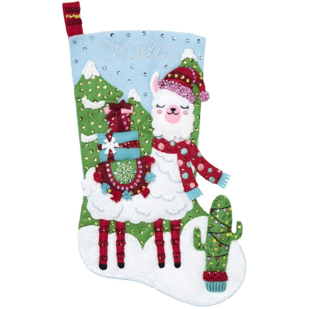 Christmas Llama Stocking Felt Kit  |   Appliqué Appliqué Appliqué