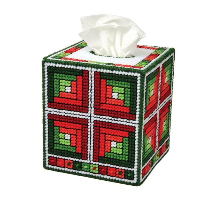 Christmas Quilts Tissue Box Plastic Canvas Kit Multicolor |   Needlepoint Needlepoint Multicolor