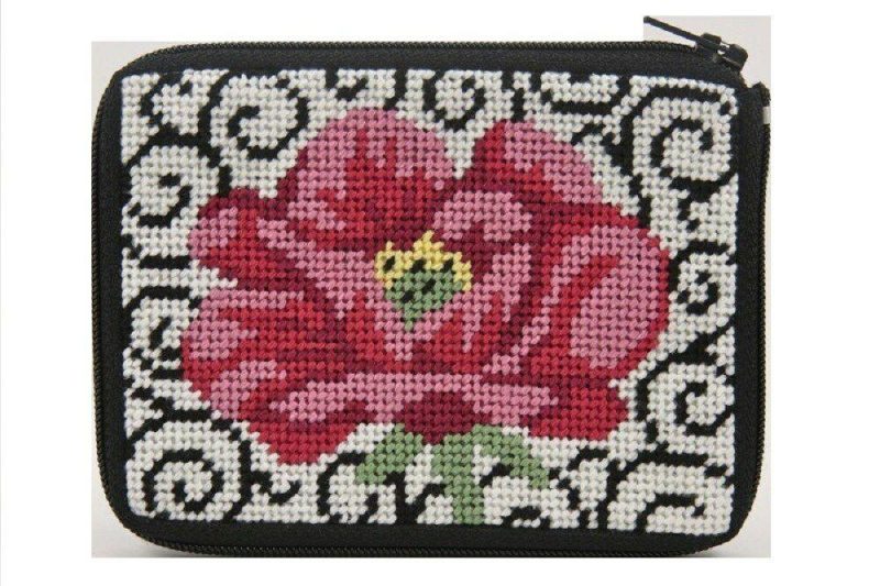 Coin Purse – Poppy On Scroll – Needlepoint Kit Multicolor |   Needlepoint Needlepoint Multicolor